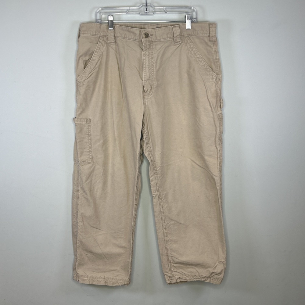 Carhartt Work Pants Mens 38x30 Tan Relaxed Fit Utility Streetwear Durable Canvas